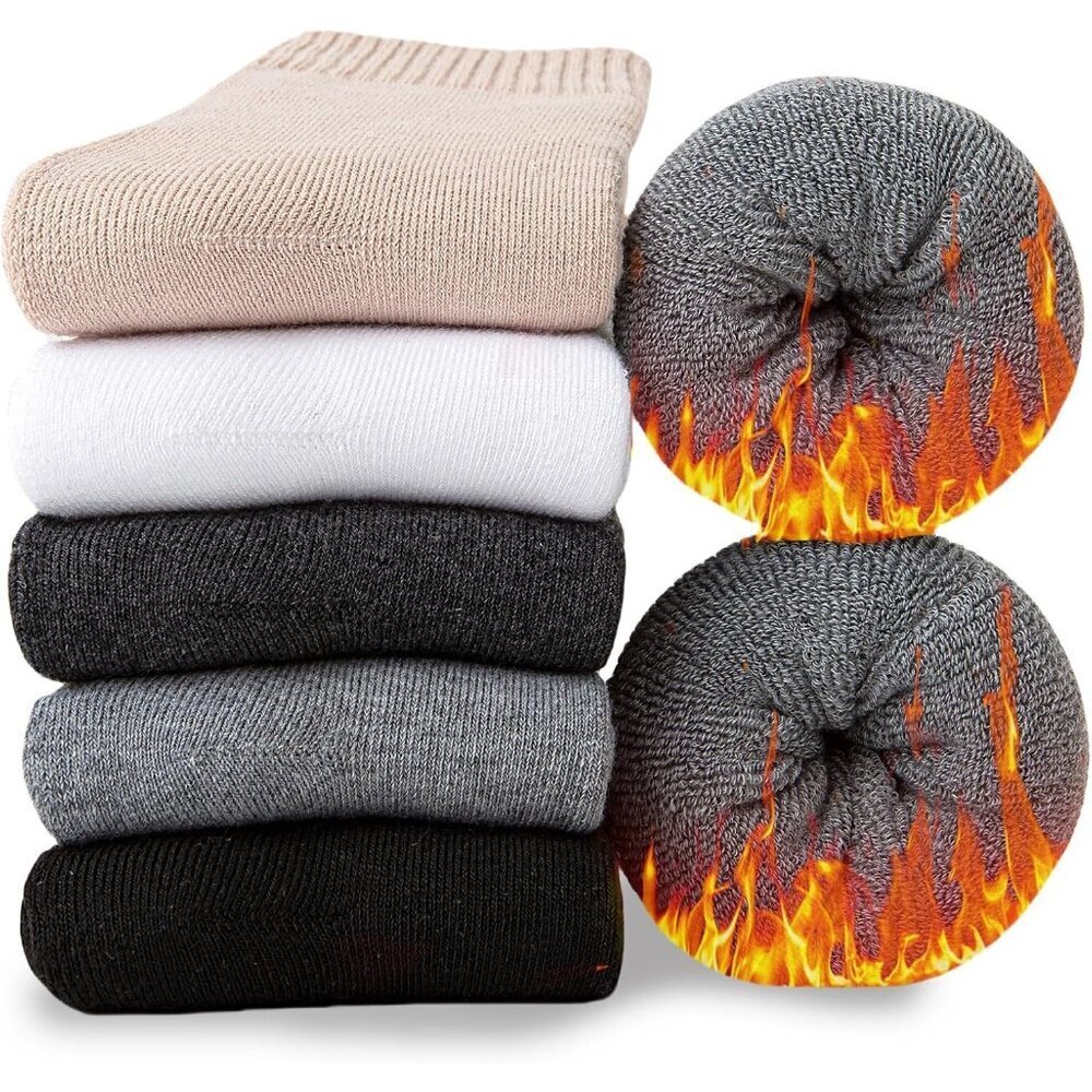 Women’s Winter Socks 5 Pairs Warm Thermal Thick Cozy Boot Crew Socks 5 10